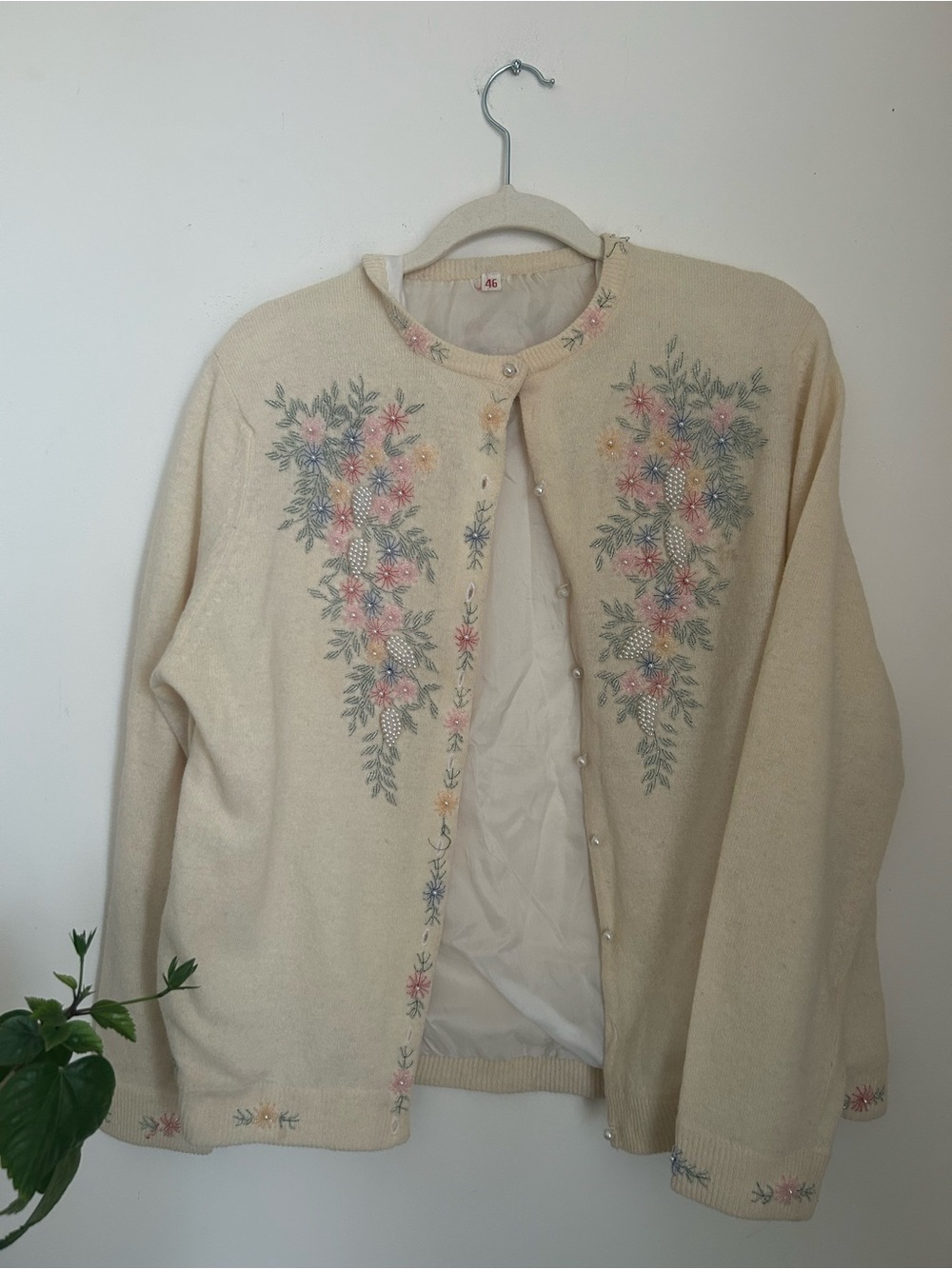 Vintage Beaded Cardigan Sweater | 50s 60s Cottagecore